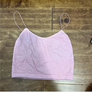 Streetwear Society Light Pink Ribbed Spaghetti Strap Crop Camisole